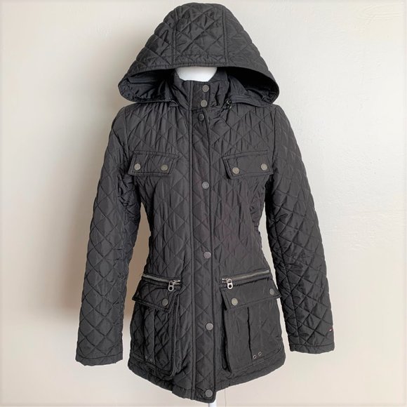 Tommy Hilfiger Jackets & Blazers - 🏅HP🏅Tommy Hilfiger Black Quilted Hooded P Jacket